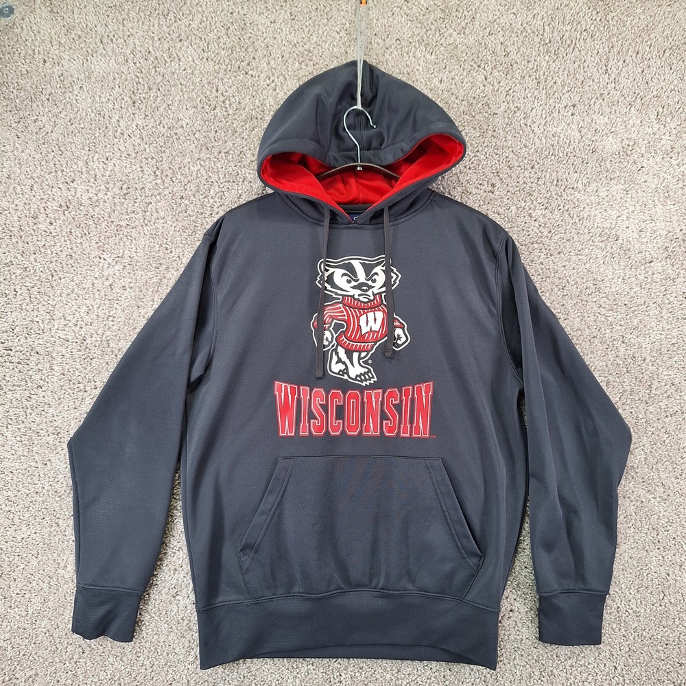 Campus Heritage Hoodie Mens Medium Charcoal Wisconsin Badgers Bucky Gameday